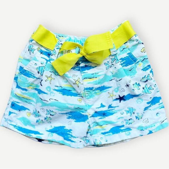 Carter’s Girls Kids Ocean & Beach Print Belted Cotton Shorts. 5. 5T. - Picture 1 of 6